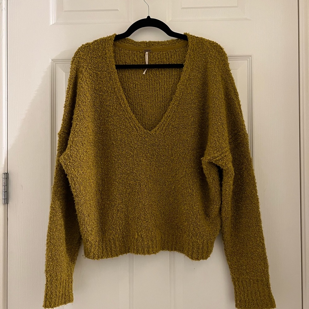 Free People Fuzzy V-Neck Sweater